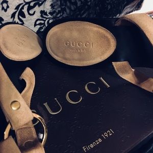 Gucci Suede Black and Tan Sandal Heels size 8.5